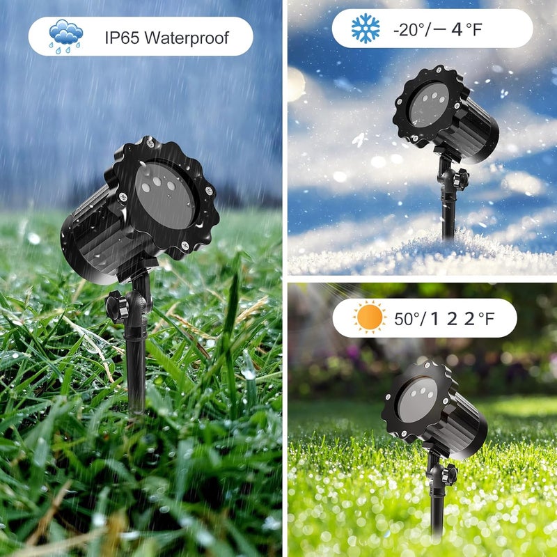 Alinkey Store Outdoor RGB Laser Projector Lights, Moving 3 Color Starry Sky & Firefly Effects Projection Light with RF Control, IP65 Outdoor Holiday Landscape Decor for Christmas Halloween Parties Garden New Year - Image 5